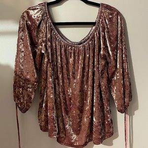 Rose Gold Velvet Off The Shoulder